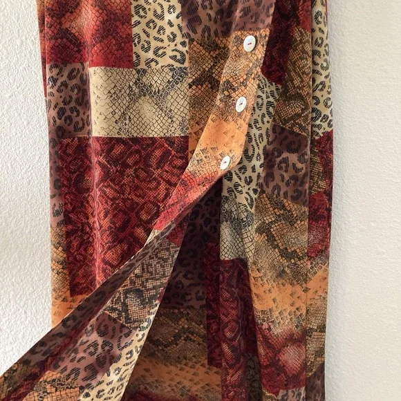 Vintage 90's Skirt Size 4 (XS) Red Multicolor Animal Print Long Artsy Retro Boho - Picture 8 of 16